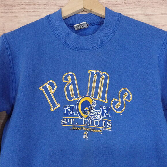 VINTAGE 1996 ST LOUIS RAMS USA MADE YOUTH BOYS SWEATSHIRT SIZE L (7) 90s - Picture 2 of 7